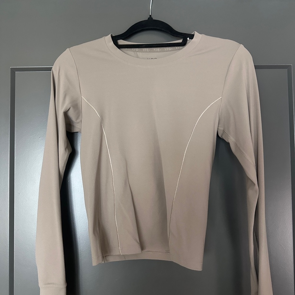YPB Long Sleeve Activewear Top - Taupe (Size M)